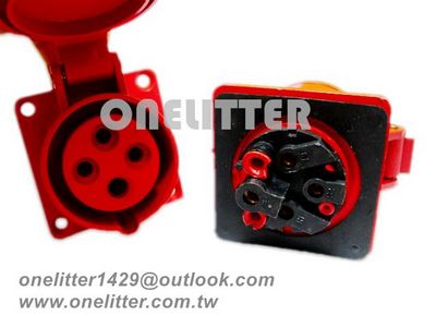 埋入式直插座3P+E 16A 380V 紅色(314)